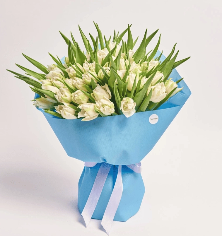 Зображення товару Букет 51 Білий піоновидний Тюльпан F763, артикул: 45235