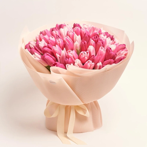 Зображення товару Букет 101 Рожевий Тюльпан Мікс F833, артикул: 56578