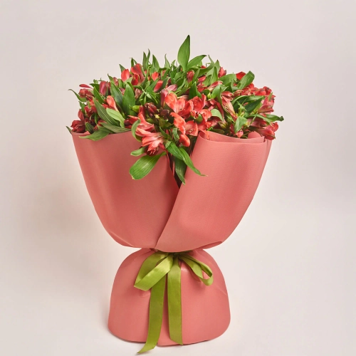 Букет 25 Червоних Альстромерій F632, артикул: 44694 Зображення товару Букет 25 Червоних Альстромерій F632, артикул: 44694