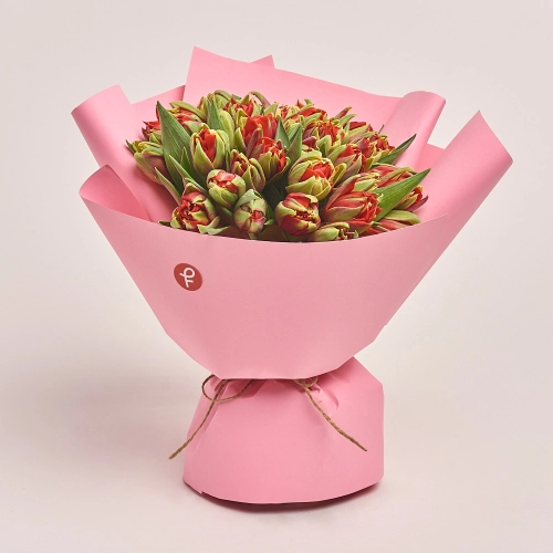 Зображення товару Букет 39 Червоних Піоновидних Тюльпанів F615, артикул: 35743
